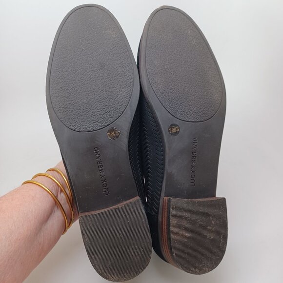 Lucky Brand Flats Black Camdyn Loafers Cut Out Leather Minimalist Womens 7.5 M - Picture 13 of 14